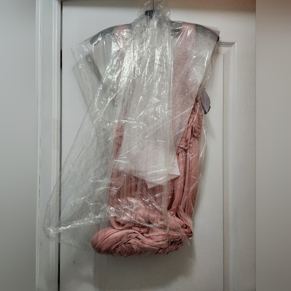 long mesh pleated tank bridesmaid dress - Picture 3 of 5